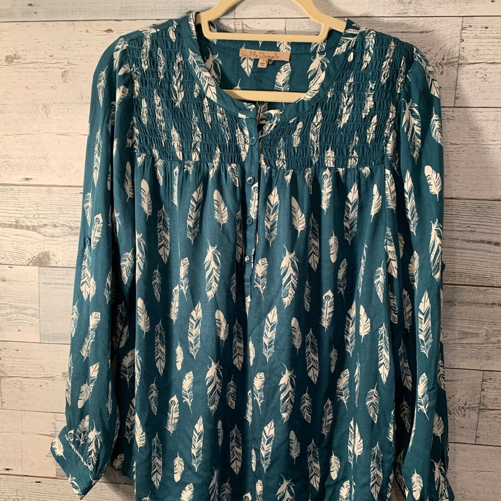 My Danielle ladies 3/4 button down top